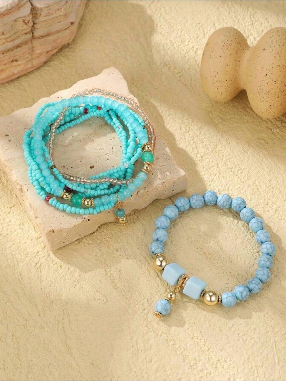 Turquoise Multi-Strand Beaded Bracelet - Picture 8 of 8